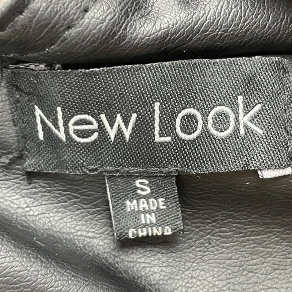 New Look Women's Faux Leather Jacket with Sherpa Lined Hood Sz Small - Picture 6 of 12